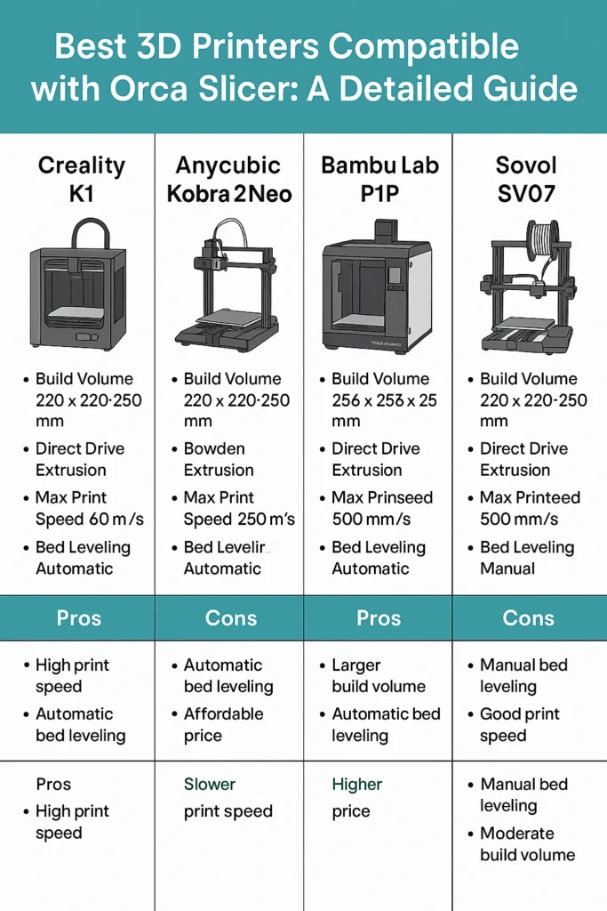 Best 3D Printers Compatible with Orca Slicer: A Detailed Guide orca slicer pros and cons comparison with bambu studio, creality, psx5, ds4